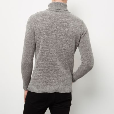 Grey soft roll neck jumper